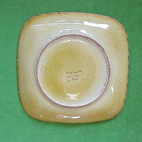 VTG set of handpainted in Italy Square Serving Fruit Wine & Cheese plates 8.5" - Picture 3 of 6